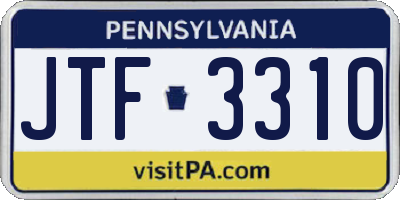 PA license plate JTF3310