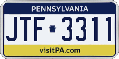 PA license plate JTF3311