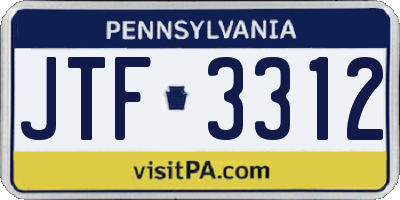 PA license plate JTF3312