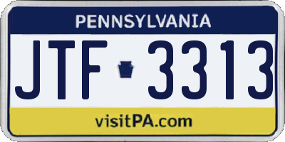 PA license plate JTF3313