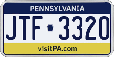 PA license plate JTF3320
