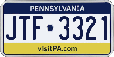 PA license plate JTF3321