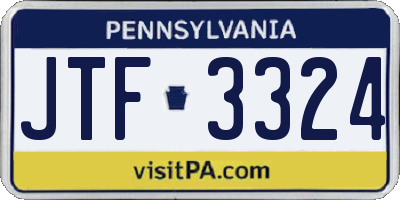 PA license plate JTF3324