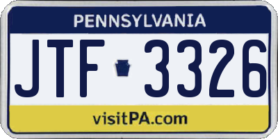 PA license plate JTF3326