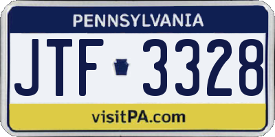 PA license plate JTF3328