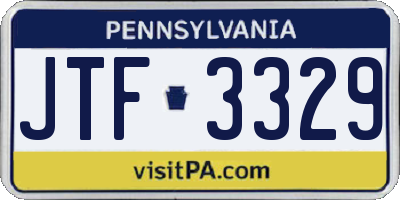 PA license plate JTF3329