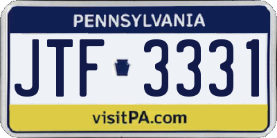 PA license plate JTF3331
