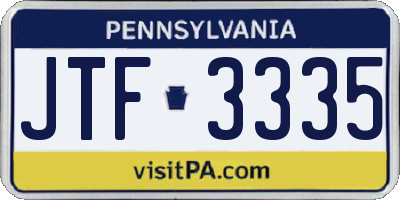 PA license plate JTF3335