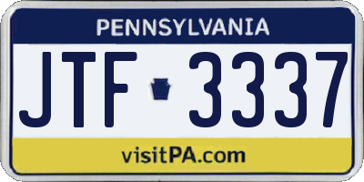 PA license plate JTF3337