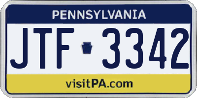 PA license plate JTF3342