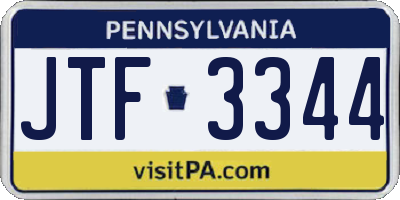 PA license plate JTF3344