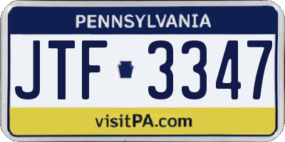 PA license plate JTF3347