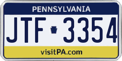 PA license plate JTF3354
