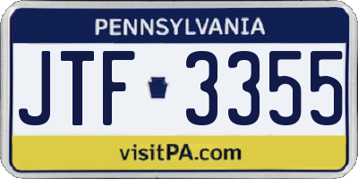 PA license plate JTF3355
