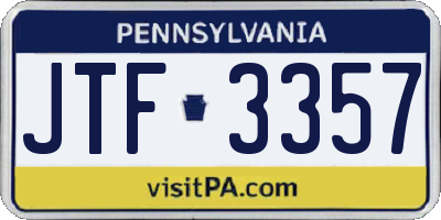 PA license plate JTF3357