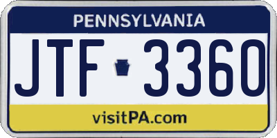 PA license plate JTF3360