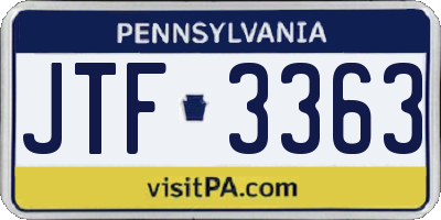 PA license plate JTF3363