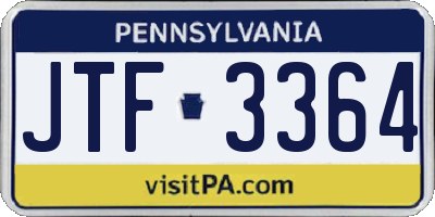 PA license plate JTF3364