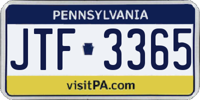 PA license plate JTF3365