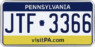 PA license plate JTF3366