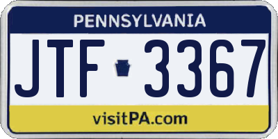 PA license plate JTF3367
