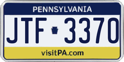 PA license plate JTF3370
