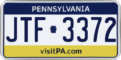 PA license plate JTF3372