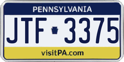 PA license plate JTF3375
