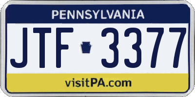 PA license plate JTF3377