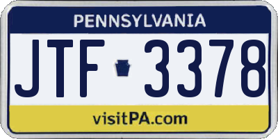 PA license plate JTF3378