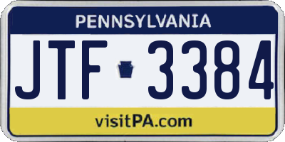 PA license plate JTF3384