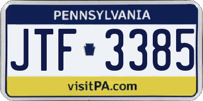 PA license plate JTF3385