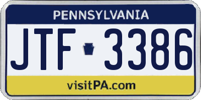 PA license plate JTF3386
