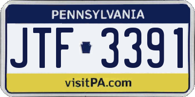 PA license plate JTF3391
