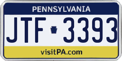 PA license plate JTF3393