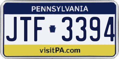 PA license plate JTF3394