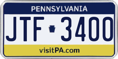 PA license plate JTF3400