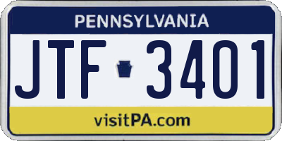 PA license plate JTF3401
