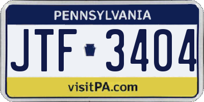 PA license plate JTF3404