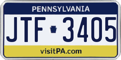 PA license plate JTF3405