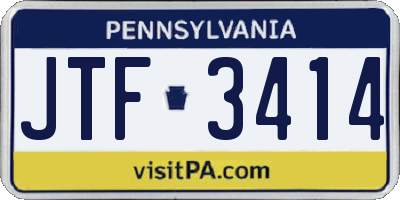 PA license plate JTF3414