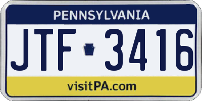 PA license plate JTF3416