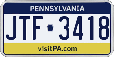 PA license plate JTF3418