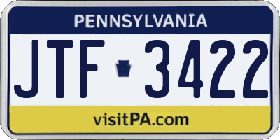 PA license plate JTF3422