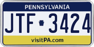 PA license plate JTF3424