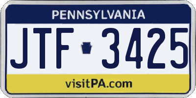 PA license plate JTF3425