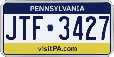 PA license plate JTF3427