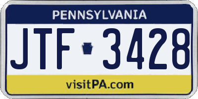 PA license plate JTF3428