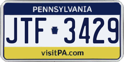 PA license plate JTF3429