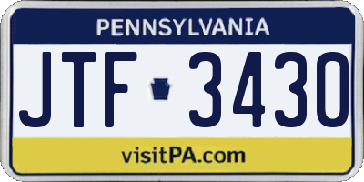 PA license plate JTF3430